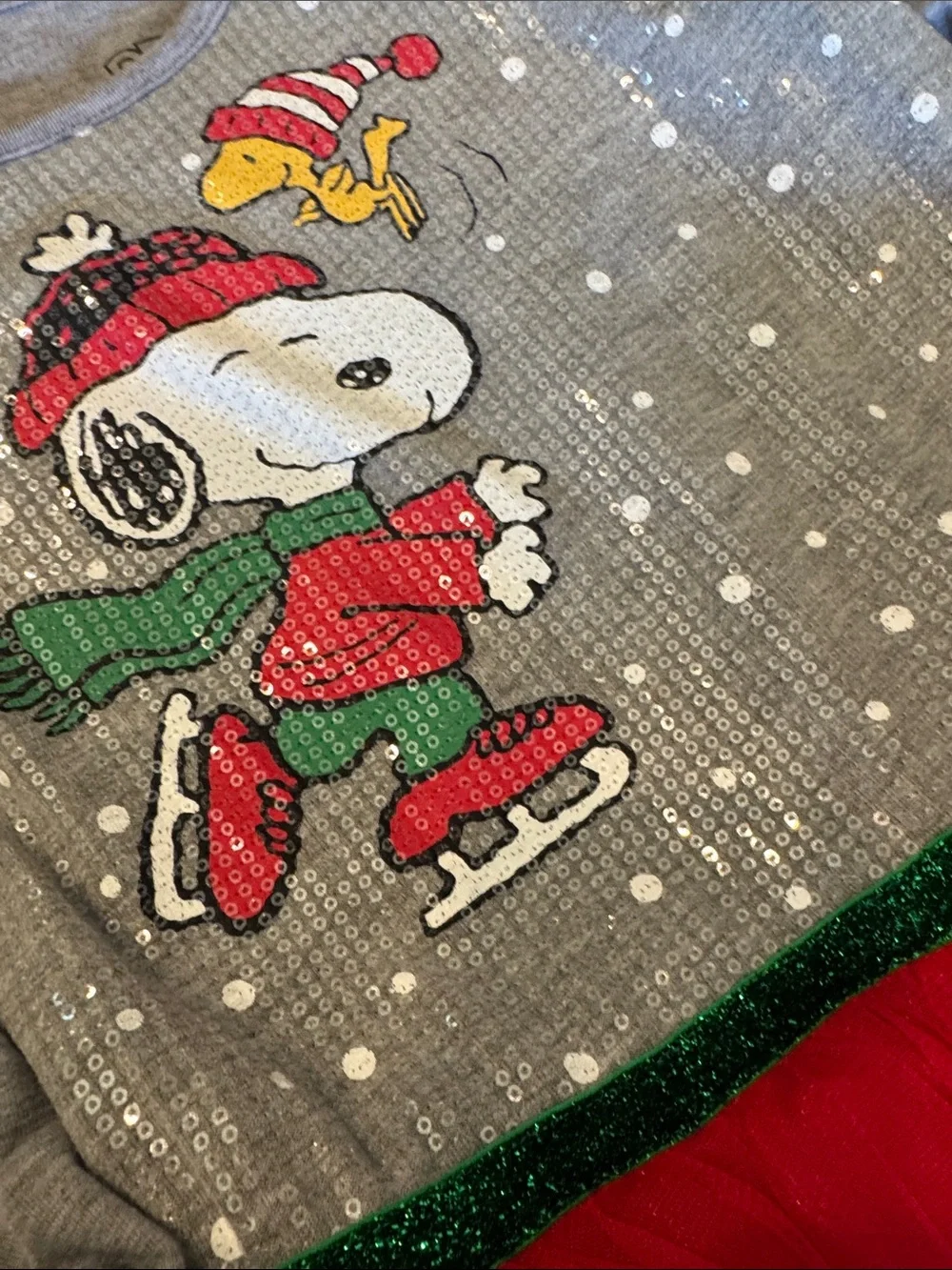 NWT Peanuts Red Tulle Christmas Holiday Winter Dress with Gray Snoopy Top